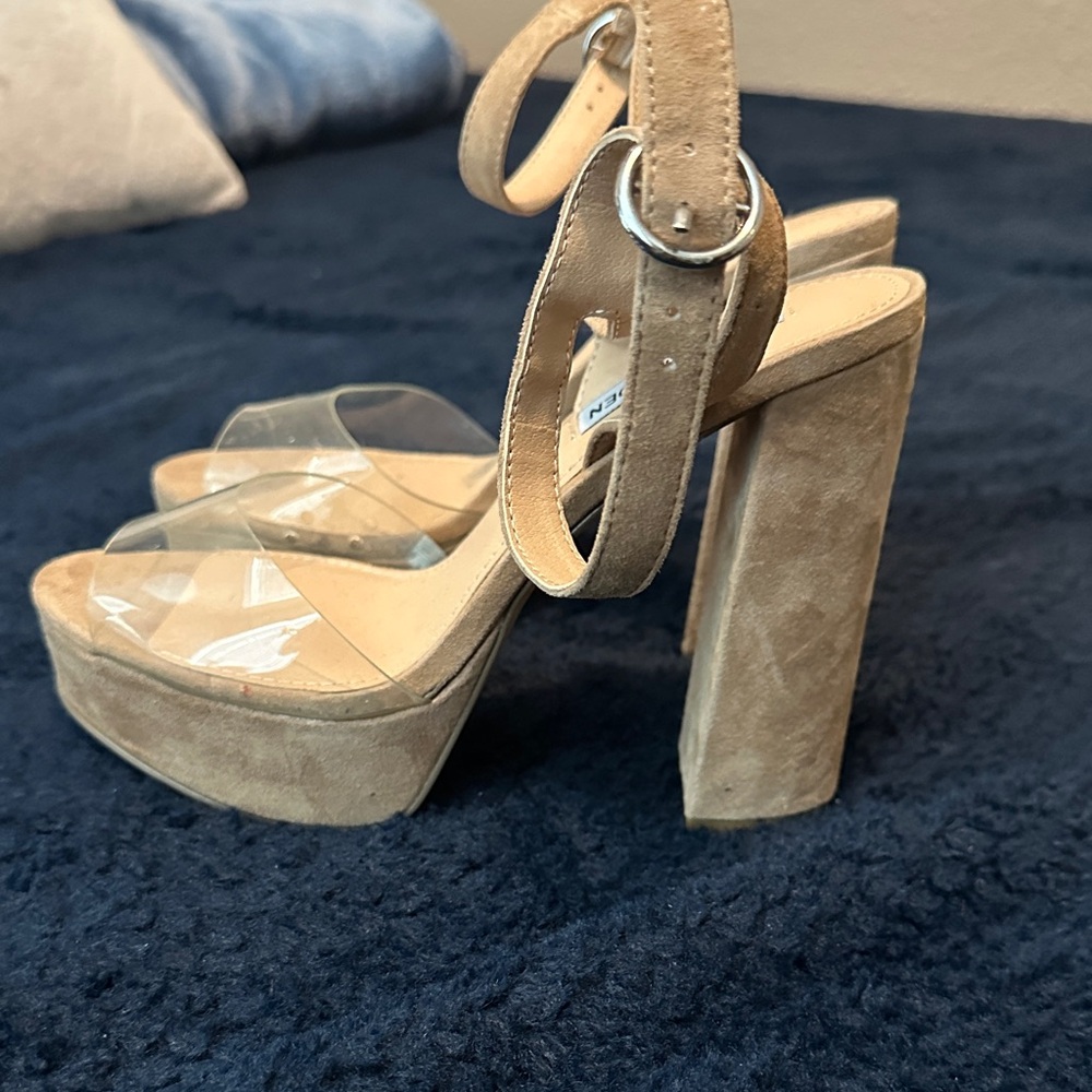 Steve Madden Tan Suede Platform Heels